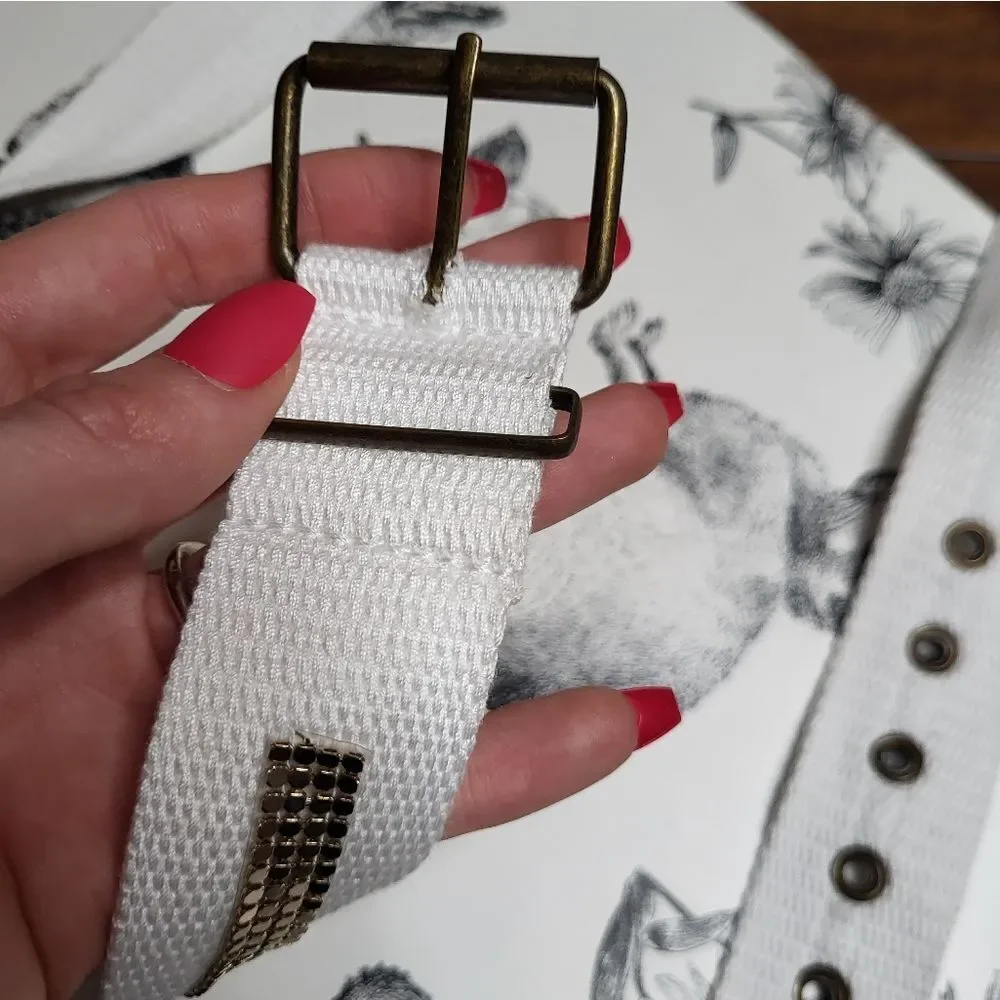 Metal mesh and canvas belt size 12